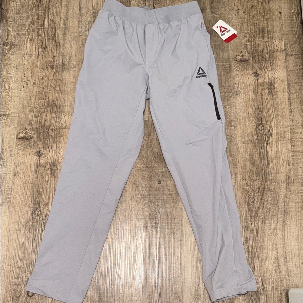 Reebok Light Gray Men’s Training Joggers with Zipper Pocket